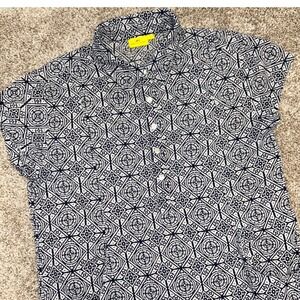 Roberta Roller Rabbit Dress Women Size Large Shirt Cotton Blue White Lightweight